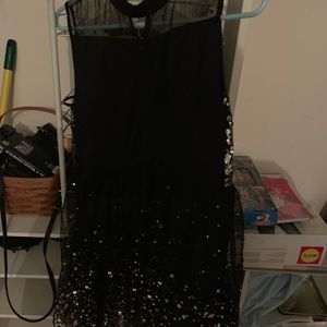Girls black sequence dress